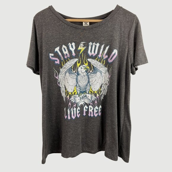 Stay Wild Live Free Graphic Tee By Sew In Love Womens Medium Cotton Blend Gray - Picture 1 of 7